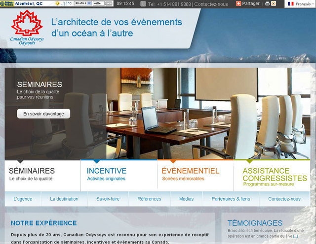 Réceptif : nouveau site web pour Canadian Odysseys