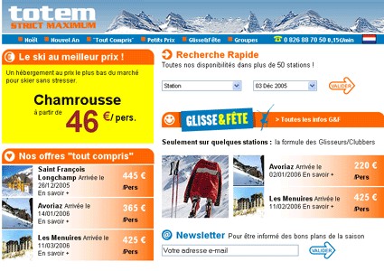 Ski : TotemVoyages.com lance la formule ''hébergement seul''