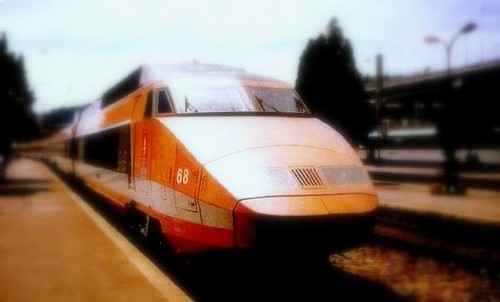 Orange à ses débuts, le TGV est devenu bleu comme la lavande, question de mimétisme sans doute...