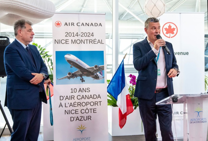 Jean François Raudin et Franck Goldnadel, Président du Directoire - CEO chez Aéroports de la Côte d’Azur à Nice le 29 mai dernier. Crédit : Air Canada