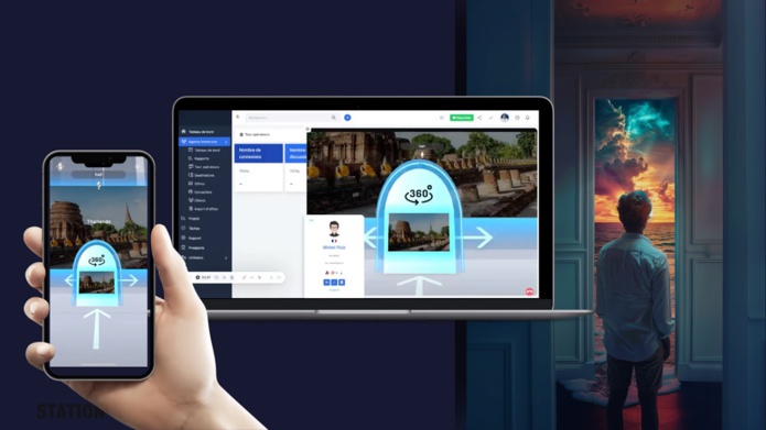 L'agence de voyages immersive a été imaginée comme une unité de lieu. Lorsque le client se connecte via l'application mobile, depuis son ordinateur ou en enfilant un casque VR, l'agent de voyages, lui, peut observer en temps réel, ce qu'il est en train de faire ou de regarder - Photo Kaviar Tech