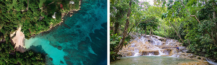 Port Antonio, Frenchman’s Cove - Ocho Rios, Dunn’s River Falls © Jamaica Tourist Board