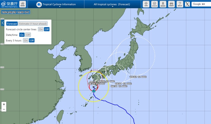 Le typhon Shanshan au Japon perturbe les transports aériens et ferroviaires - Photo capture écran