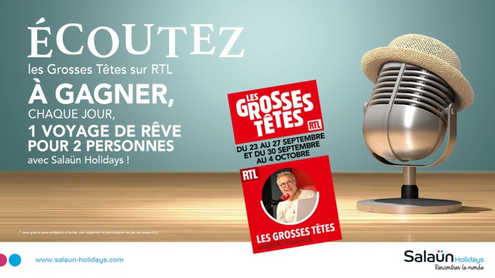 Salaün Holidays partenaire de l'émission "Les Grosses Têtes" de RTL - Photo DR