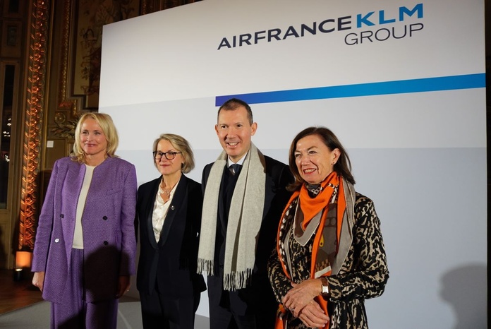 Marjan Rintel, Anne Rigail, Ben Smith et Anne-Marie Couderc à Paris le 14 janvier, pour les vœux à la presse d'Air France-KLM - Photo : C. Hardin