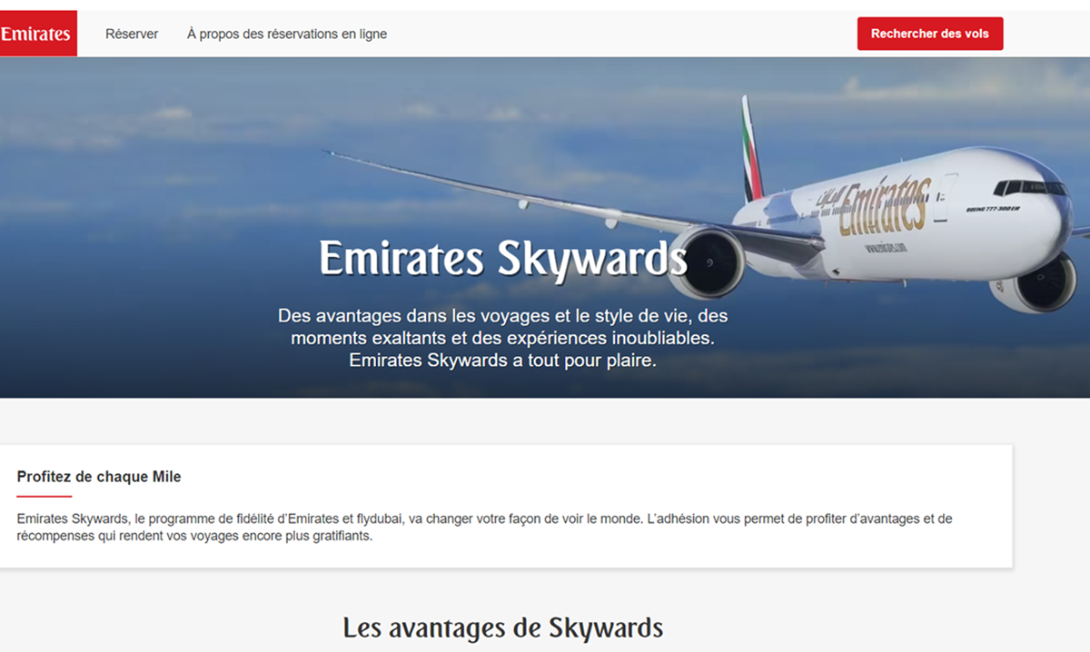Emirates Skywards a étendu ses partenariats lifestyle pour offrir aux membres @capture du site emirates.com