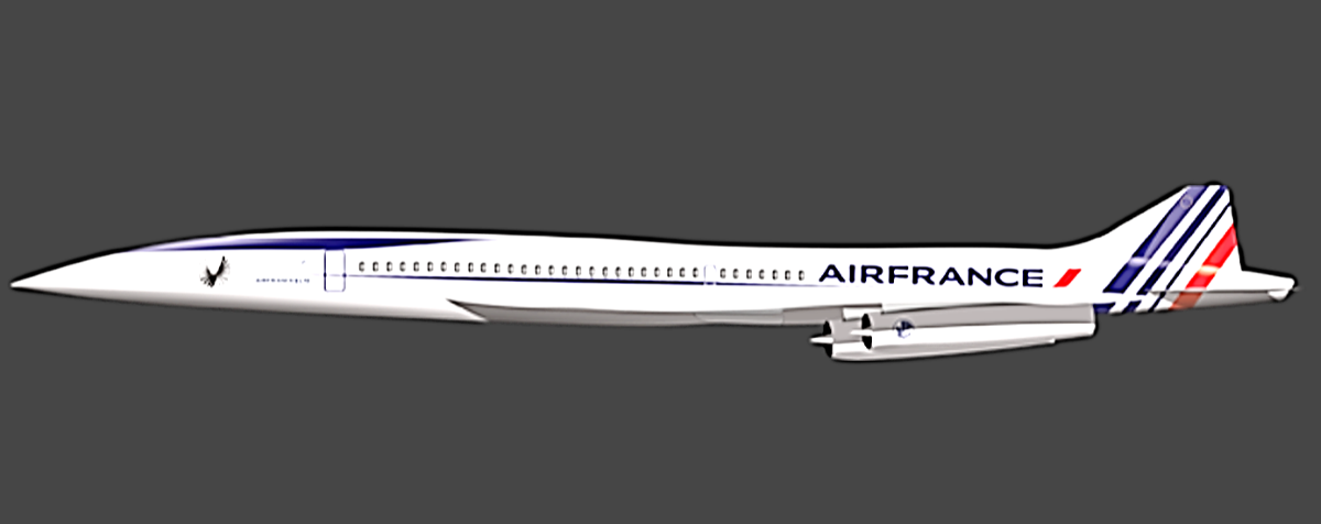 Projet "Overture".Air France  sera-t-elle intéressée, pour offrir à ses clients le luxe de rejoindre New York en 03h00 ? Crédit : Boom supersonic vue d’artiste Guilhem Renier. La Livery