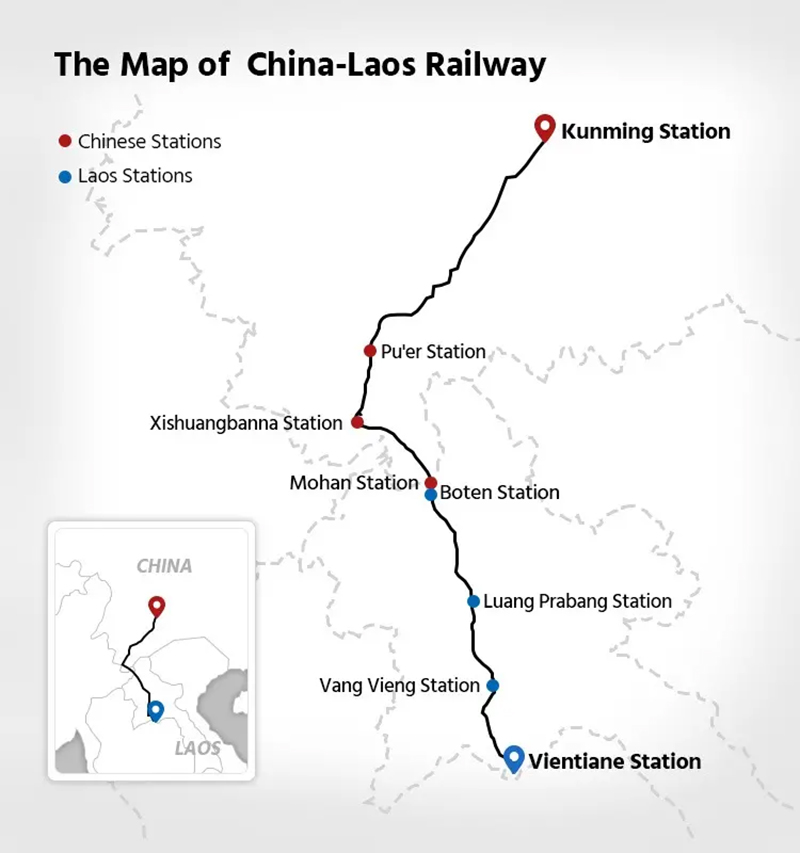 Map of the China-Laos Railway © Asia Highlights