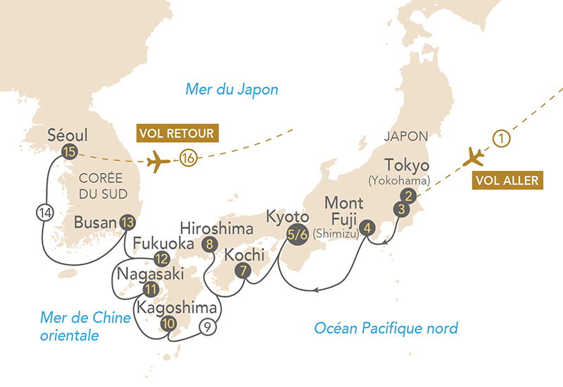 Exemple d'itinéraires - Cliquez pour agrandir la carte © Voyages d'exception