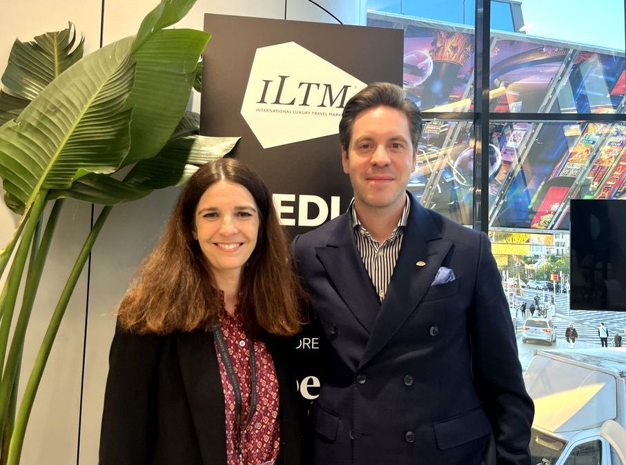 Chris Orlikowski à l'ILTM de Cannes, en compagnie de Emilie Pichon, Directeur régional Europe chez Mandarin Oriental (© PB)