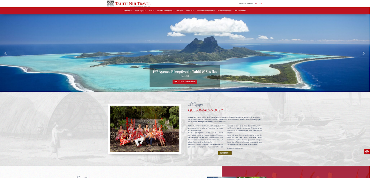 Home page du site Tahiti Nui Travel    © Tahiti Nui Travel