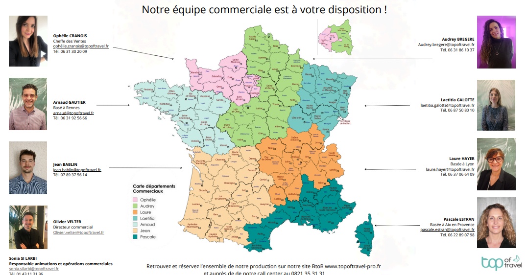 Les commerciaux basés en France de Top of Travel - Photo Top of travel