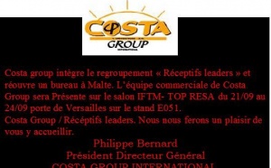 Costa group intègre le regroupement « Réceptifs leaders » et réouvre un bureau à Malte.