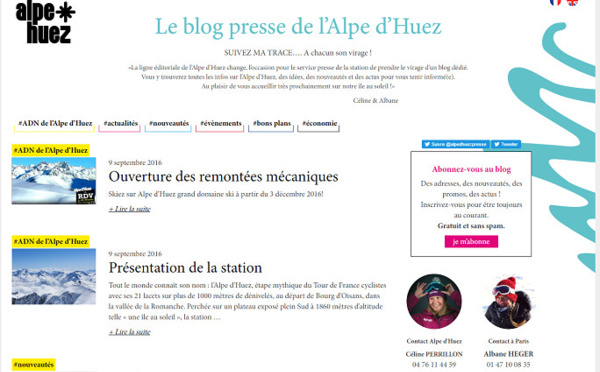 Isère: Alpe d’Huez launches a blog devoted to press information