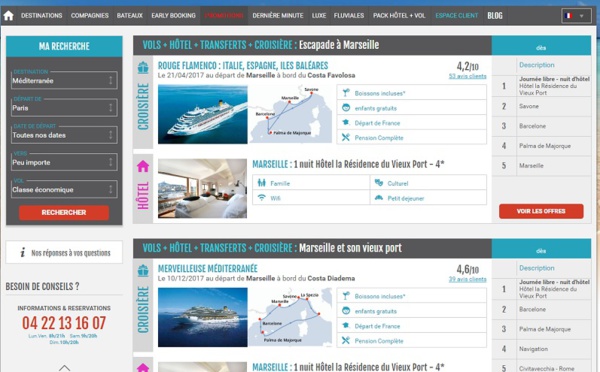 Croisierenet.com se lance dans le package tout compris (vol, hôtel, transferts, croisière)