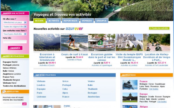 Activités de loisirs : Azurever.com prépare un site B to B