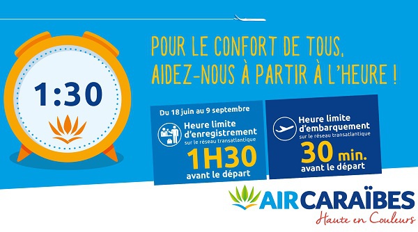 Air Caraïbes modifie l'heure limite d'enregistrement à 1h30