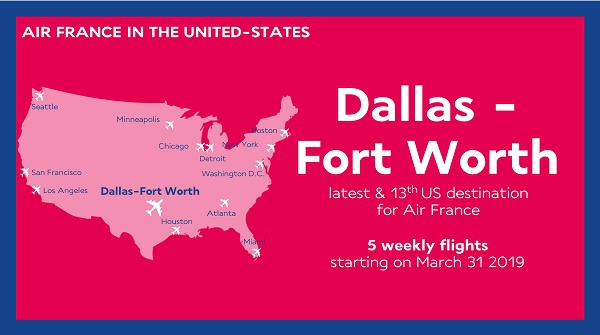 Air France : la 13e destination aux USA sera Dallas