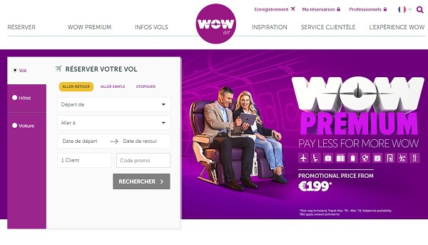 Wow Air fait la promotion de son "Big Seat"