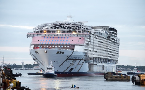 Royal Caribbean : à Saint-Nazaire, première mise à l'eau pour le Wonder of the Seas