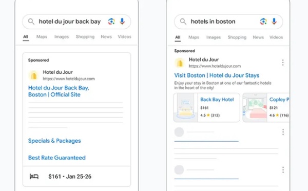 Google a donné un exemple de la nouvelle présentation des liens sponsorisés - Google 