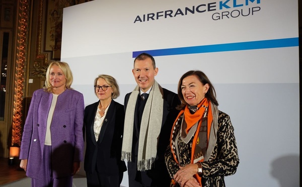 Marjan Rintel, Anne Rigail, Ben Smith et Anne-Marie Couderc à Paris le 14 janvier, pour les vœux à la presse d'Air France-KLM - Photo : C. Hardin