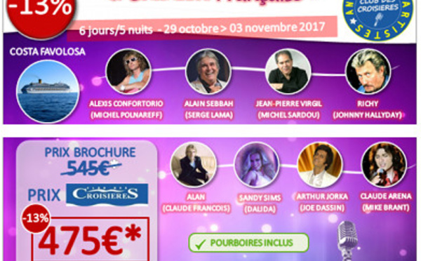 Le Club des Croisières organise une croisière avec des sosies de chanteurs français